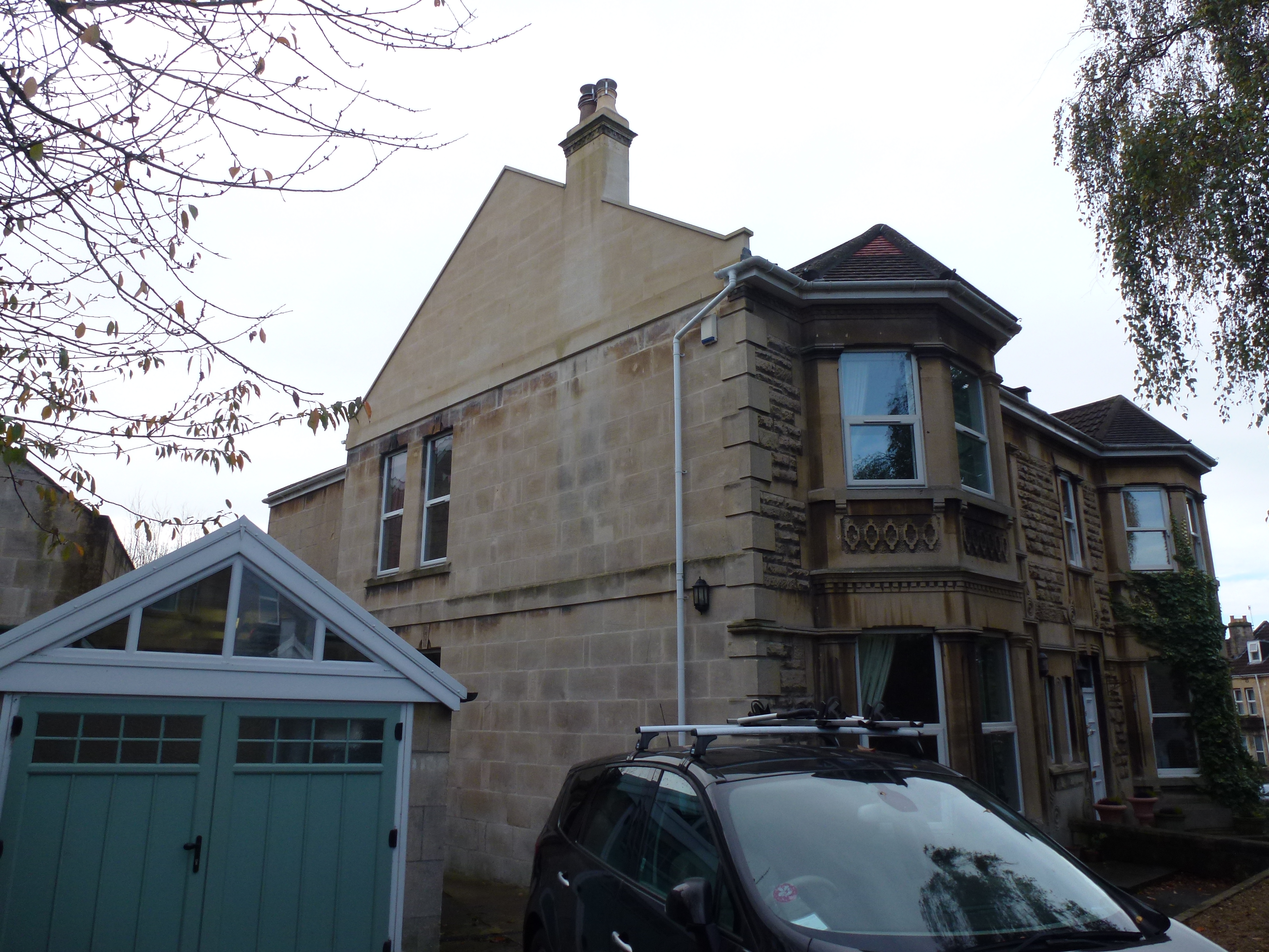 External view with bath stone